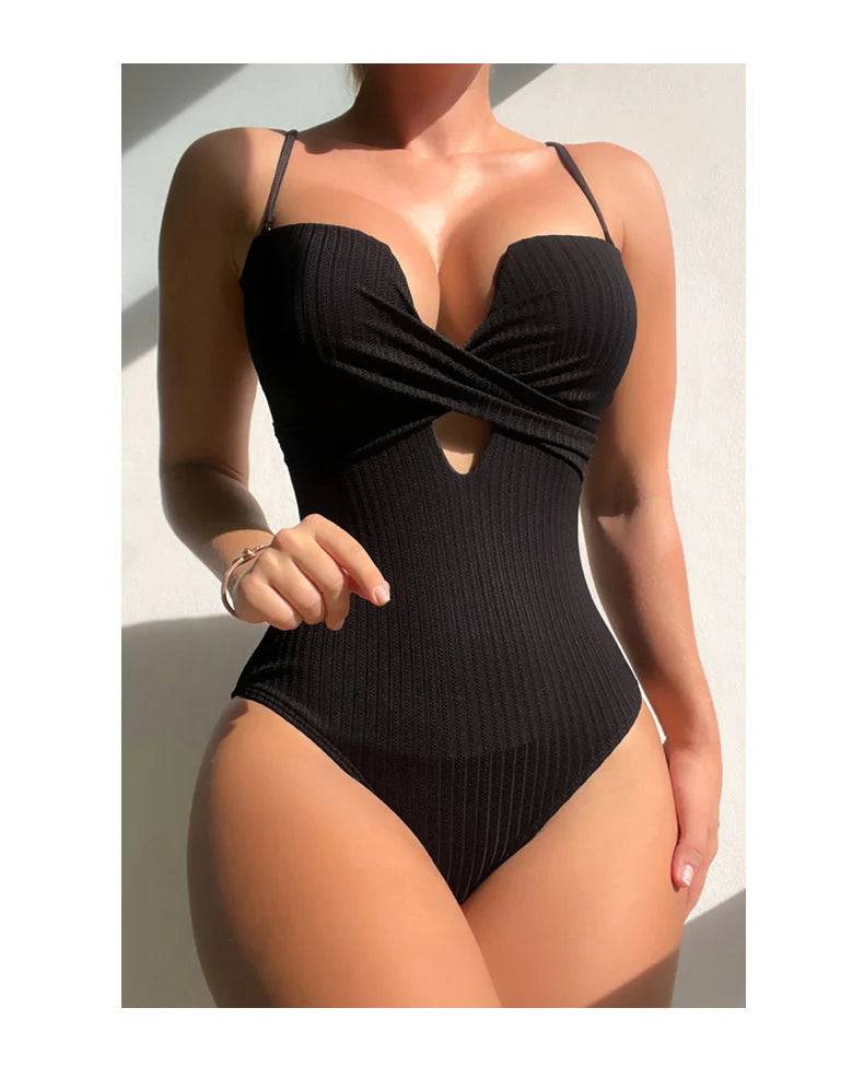 
                  
                    2024 One Piece Swimsuits Closed Female Solid Color Swimwear Push Up For Women's Swim Wear Body Bathing Suits Beach Pool Bather
                  
                