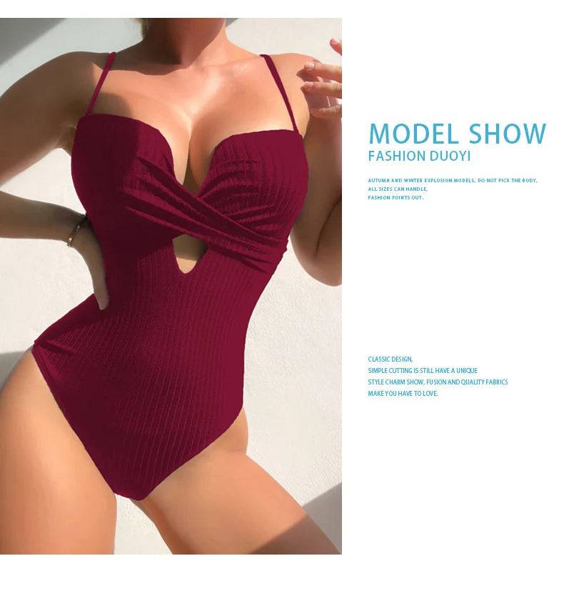 
                  
                    2024 One Piece Swimsuits Closed Female Solid Color Swimwear Push Up For Women's Swim Wear Body Bathing Suits Beach Pool Bather
                  
                