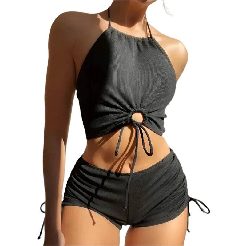 2024 Summer Black Swimsuits Tankini Sets Female Swimwear Sports Beach Wear Two-Piece Bathing Suits Pool Women's Swimming Suits