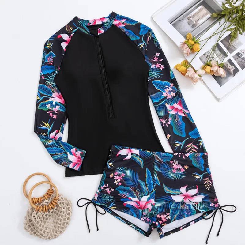 
                  
                    Female Swimsuit With Long Sleeves Swimwear Sports Surfing Tankini Set Beachwear Two-Piece Bathing Suits Pool Women Swimming Suit
                  
                