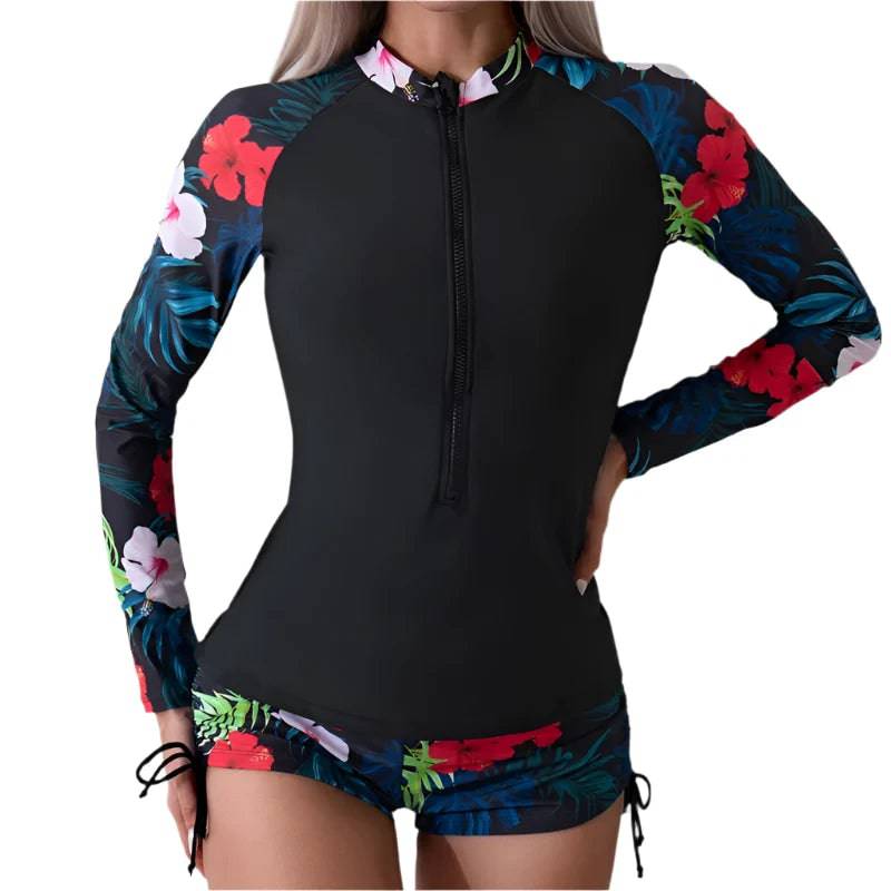 Female Swimsuit With Long Sleeves Swimwear Sports Surfing Tankini Set Beachwear Two-Piece Bathing Suits Pool Women Swimming Suit