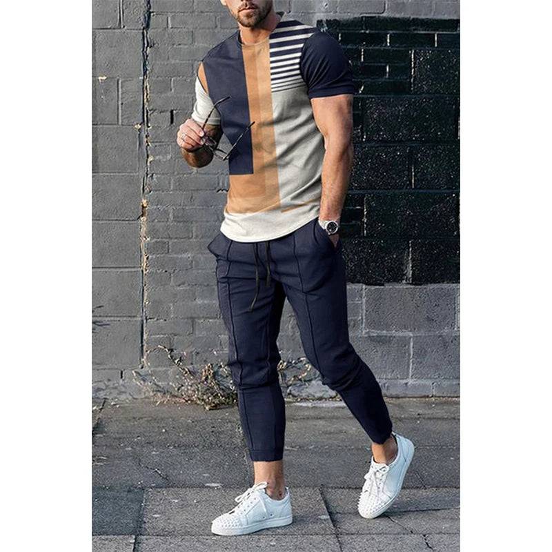 
                  
                    Men's T-shirt Pants Tracksuit Stripe 3D Print T Shirts Trousers Sets 2 Pieces Fashion Streetwear Male Oversized Suits Sportswear
                  
                