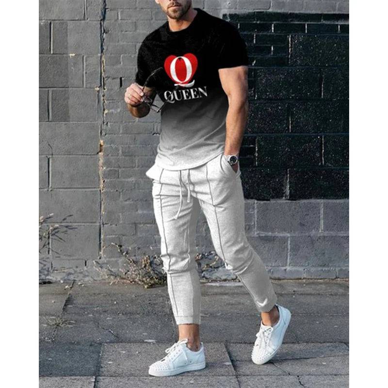 
                  
                    Men's T-shirt Pants Tracksuit Stripe 3D Print T Shirts Trousers Sets 2 Pieces Fashion Streetwear Male Oversized Suits Sportswear
                  
                