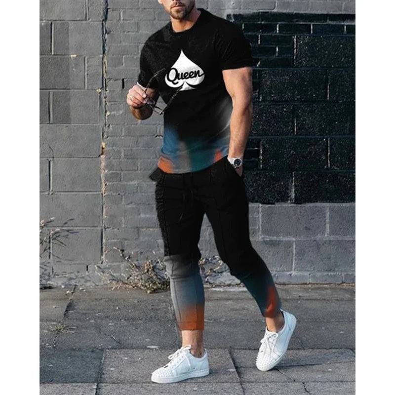 
                  
                    Men's T-shirt Pants Tracksuit Stripe 3D Print T Shirts Trousers Sets 2 Pieces Fashion Streetwear Male Oversized Suits Sportswear
                  
                