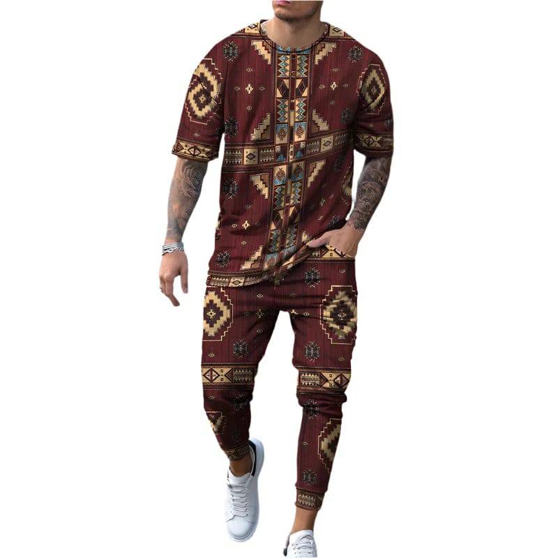 Africa Dashiki Enthic 3D Print Men T-shirt Pants Tracksuit T Shirts Trousers Sets 2 Pieces Streetwear Oversized Suits Sportswear