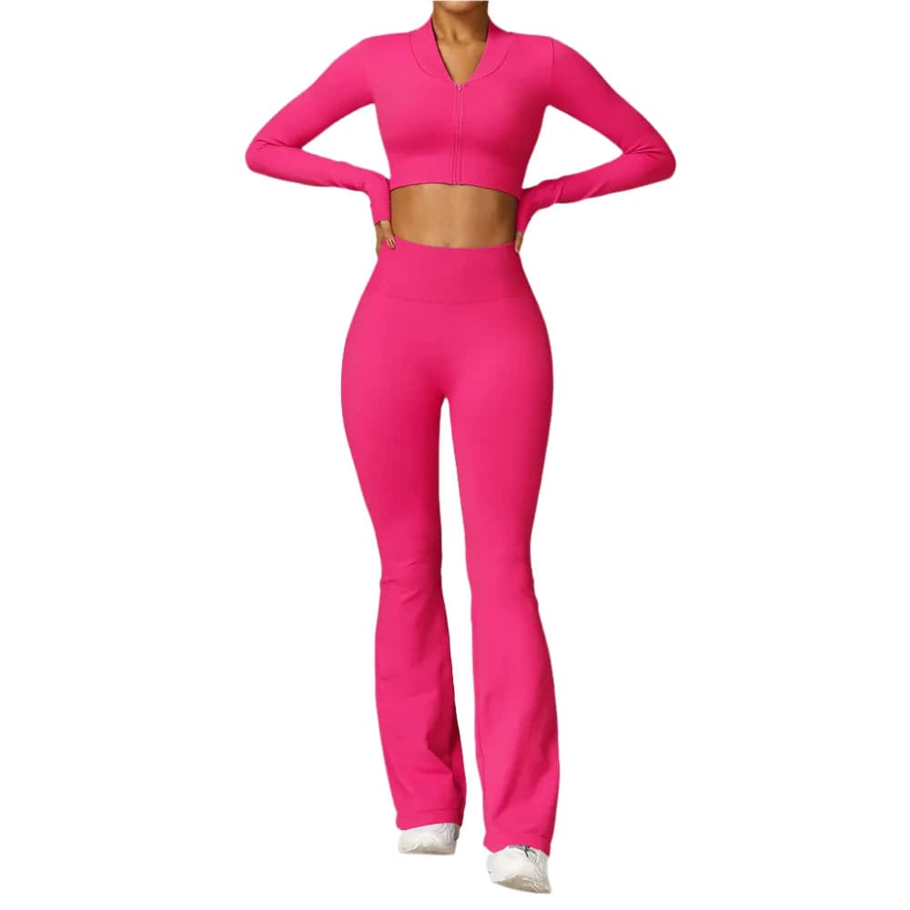 2PCS Seamless Yoga Set Gym Clothes Sportswear Yoga Suits For Women Fitness Set Tracksuits Zipper Long Sleeves Workout Leggings