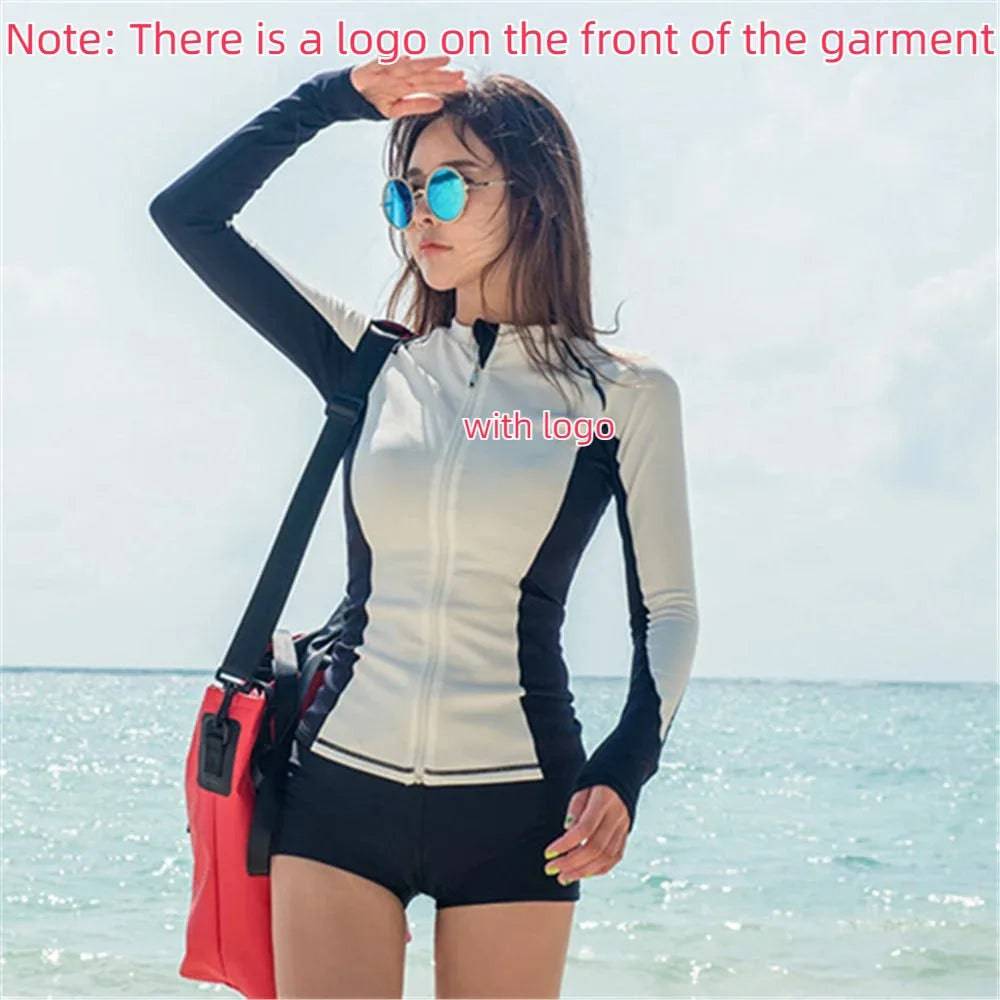 
                  
                    Summer Rash Guard Women Patchwork Swimwear Push Up Swimsuit Three Pieces Surfing Suit With Bra White Bathing Suit Shorts
                  
                