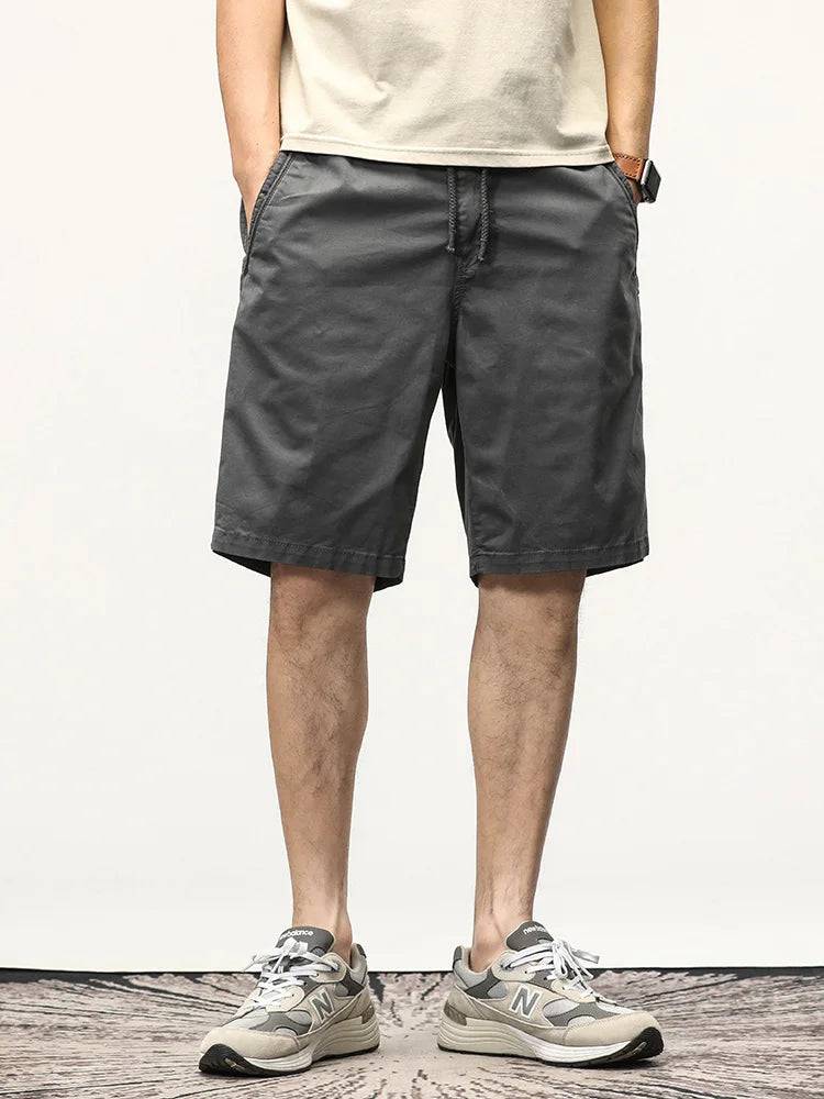 
                  
                    Summer Casual Shorts Men Stretch Cotton Drawstring Solid Workwear Straight Cargo Shorts Male Loose Bermuda Short Pants
                  
                