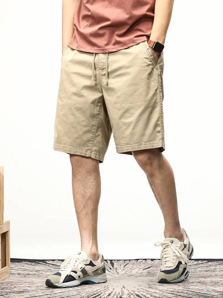 
                  
                    Summer Casual Shorts Men Stretch Cotton Drawstring Solid Workwear Straight Cargo Shorts Male Loose Bermuda Short Pants
                  
                