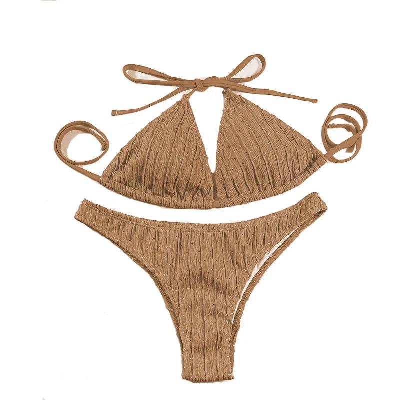 
                  
                    Sexy 2024 Jacquard Drawstring Two Piece Swimsuit Female Swimwear Women Bikini Set Bather Swimming Beachwear for Bathing Suit
                  
                