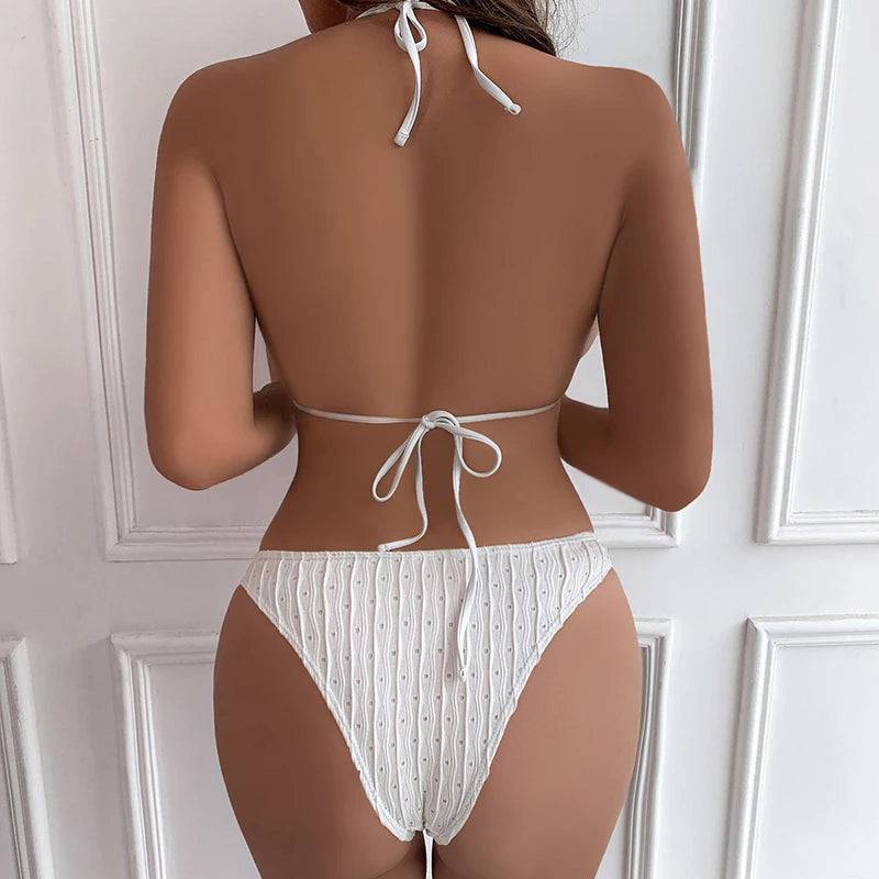 
                  
                    Sexy 2024 Jacquard Drawstring Two Piece Swimsuit Female Swimwear Women Bikini Set Bather Swimming Beachwear for Bathing Suit
                  
                