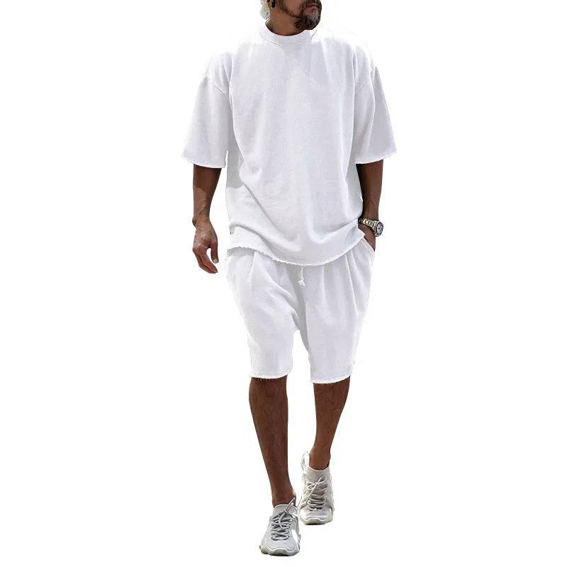 
                  
                    Men's Tracksuit Casual Cotton Short-sleeved T-Shirt Shorts 2-piece Suit 2024 Summer Sportswear Loose Men's Clothing Suit
                  
                