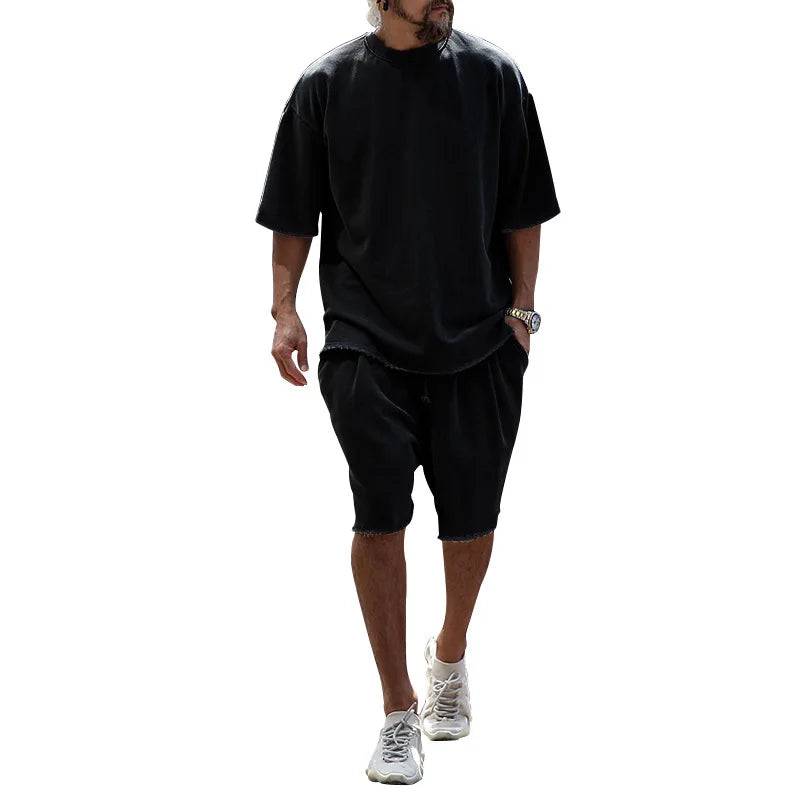 
                  
                    Men's Tracksuit Casual Cotton Short-sleeved T-Shirt Shorts 2-piece Suit 2024 Summer Sportswear Loose Men's Clothing Suit
                  
                