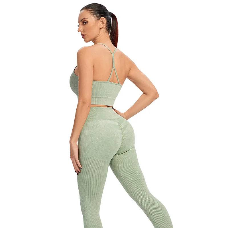 
                  
                    Sport Set Women Seamless Ribbed Yoga Set Gym Clothing Crop Top Bra High Waist Leggings Workout Outfit Fitness Suit Active Wear
                  
                