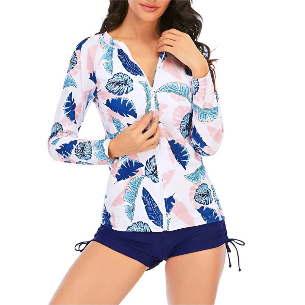 Female Swimsuit With Long Sleeves Swimwear Sports Surfing Tankini Set Beachwear Two-Piece Bathing Suits Pool Women Swimming Suit