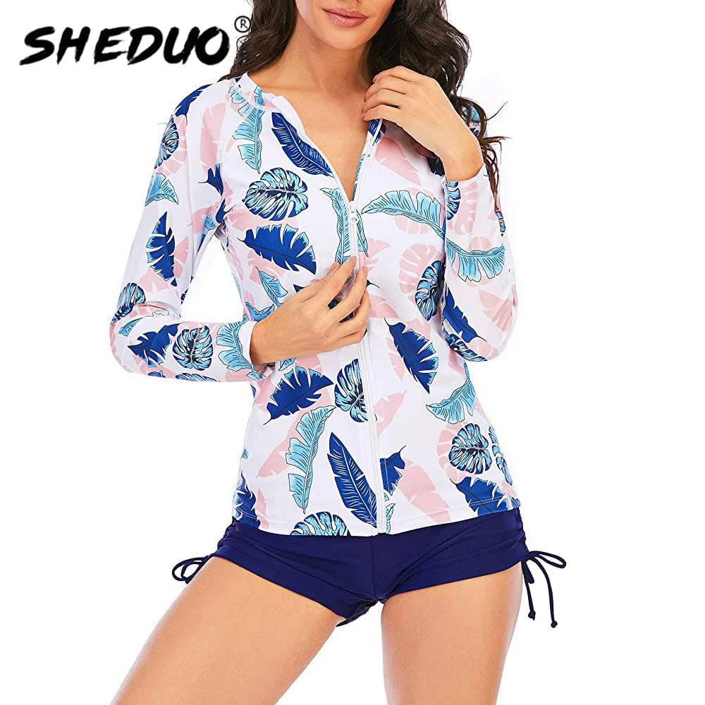 
                  
                    Female Swimsuit With Long Sleeves Swimwear Sports Surfing Tankini Set Beachwear Two-Piece Bathing Suits Pool Women Swimming Suit
                  
                