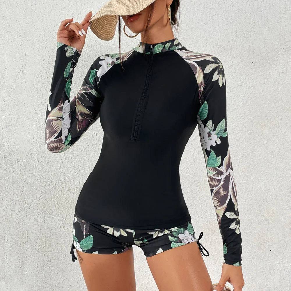 
                  
                    Female Swimsuit With Long Sleeves Swimwear Sports Surfing Tankini Set Beachwear Two-Piece Bathing Suits Pool Women Swimming Suit
                  
                