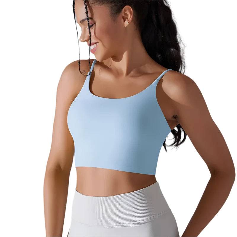 Women's Yoga Camisole Bra Workout Tank Top Padded Push Up Sports Bra Naked-Feel Gym Vest