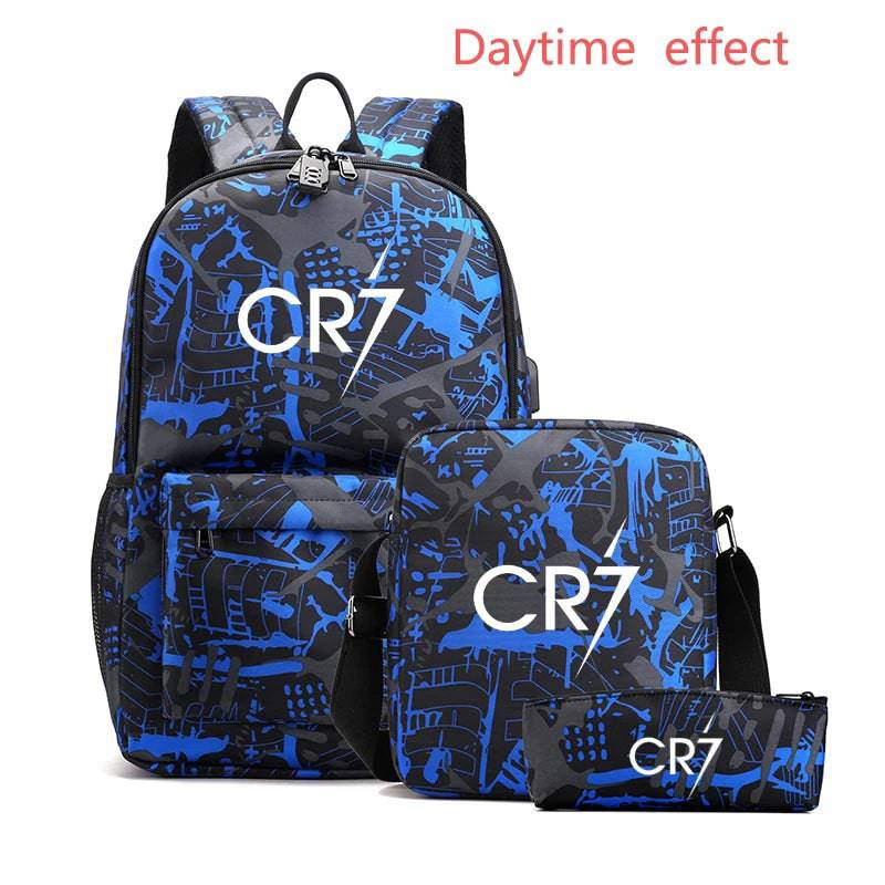 
                  
                    3pcs Luminous CR7 Backpacks USB Charge Women Men Durable Casual Student Laptop School Bags Teens Sports Capacity Mochilas
                  
                