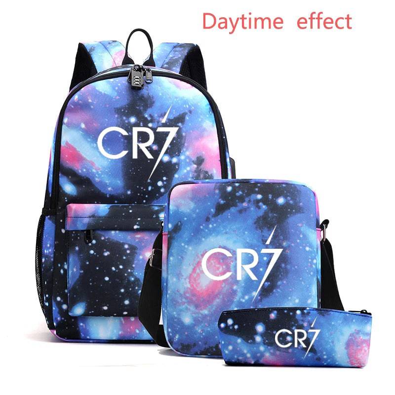 
                  
                    3pcs Luminous CR7 Backpacks USB Charge Women Men Durable Casual Student Laptop School Bags Teens Sports Capacity Mochilas
                  
                