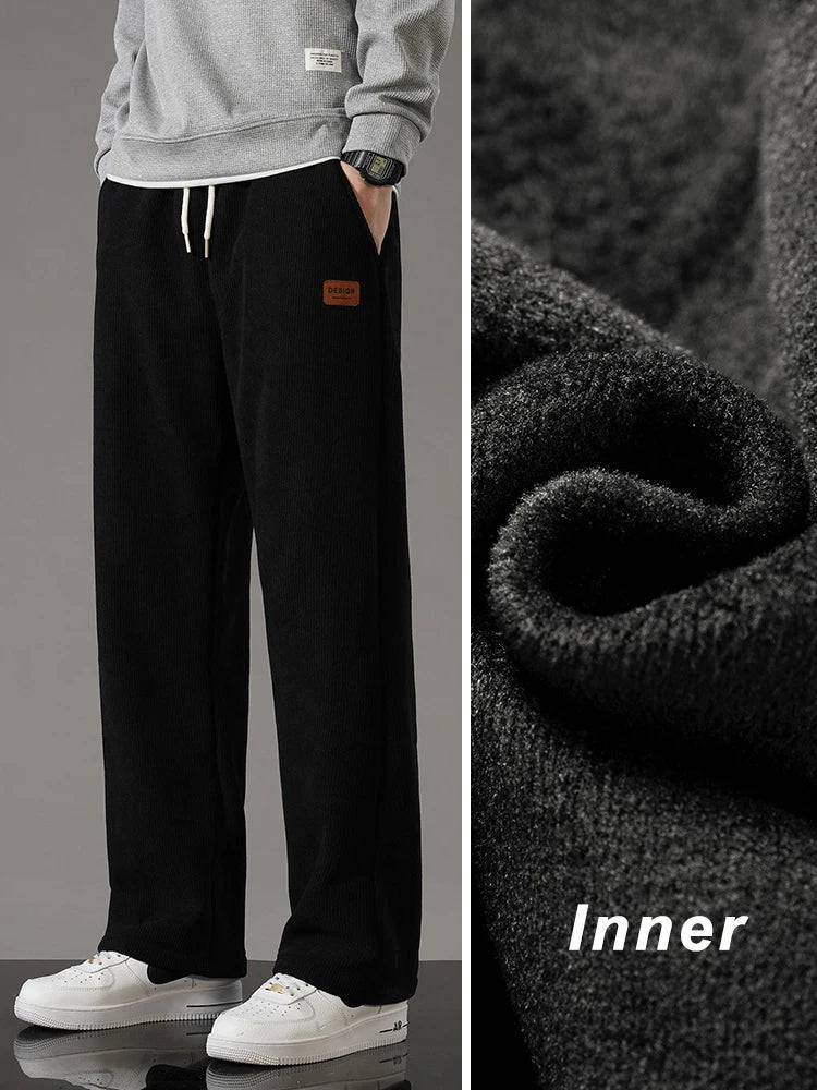 
                  
                    Winter Thick Warm Corduroy Sweatpants Men Fleece Liner Drawstring Straight Loose Track Pants Male Casual Fleece Thermal Trousers
                  
                