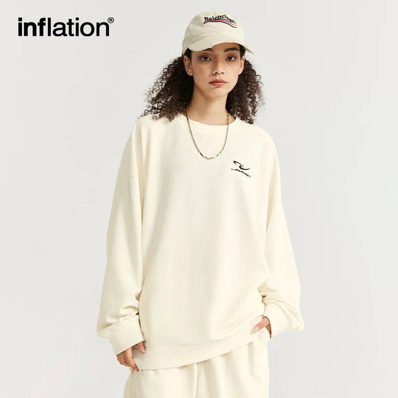 
                  
                    INFLATION Spring Oversized Tracksuit Sportswear Unisex Pique Fabric Embroidery Long Sleeve Tees and Shorts Set
                  
                