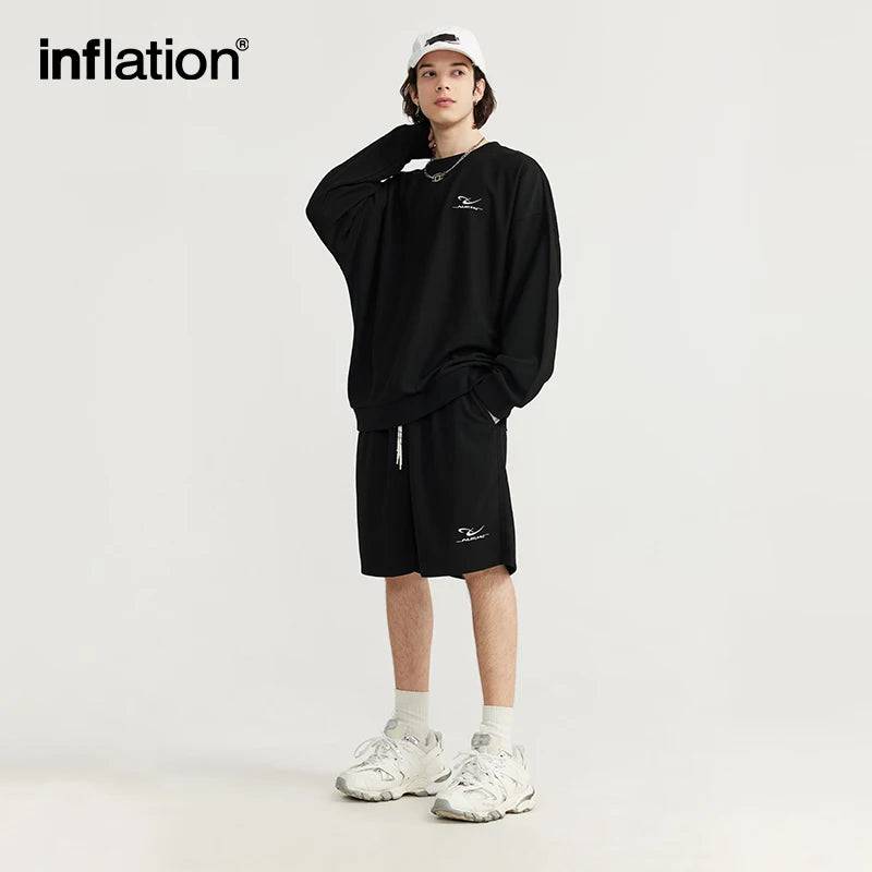 
                  
                    INFLATION Spring Oversized Tracksuit Sportswear Unisex Pique Fabric Embroidery Long Sleeve Tees and Shorts Set
                  
                