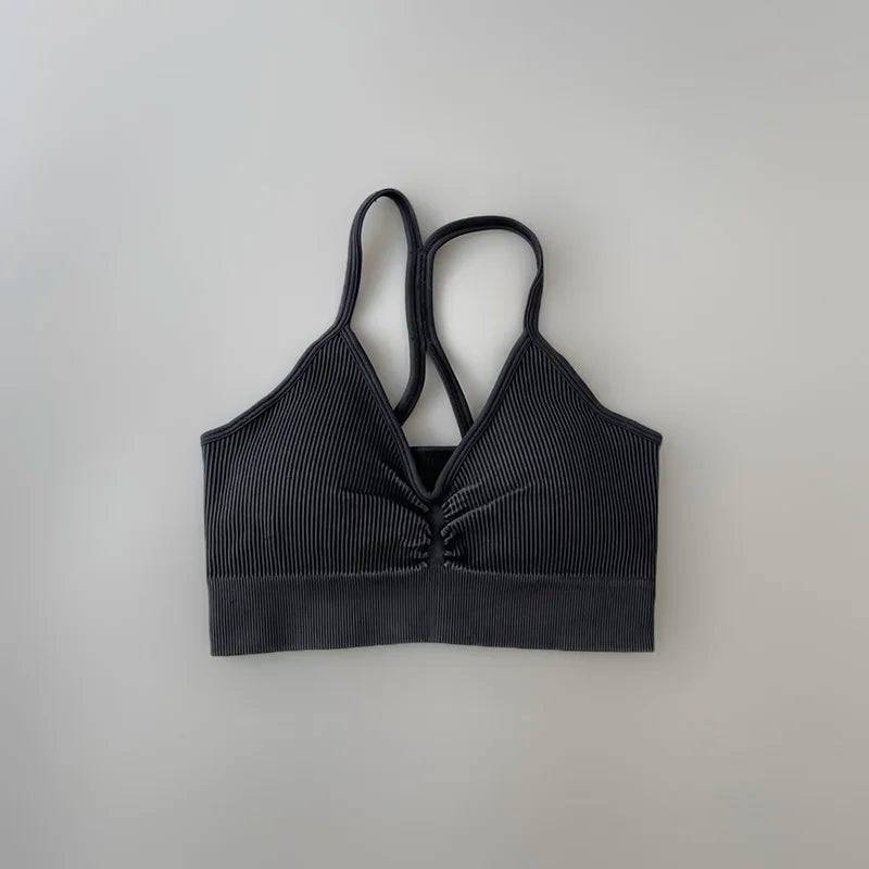 
                  
                    Seamless Ribbed Sports Bra Women Yoga Crop Top Padded Push Up Workout Tank Top
                  
                