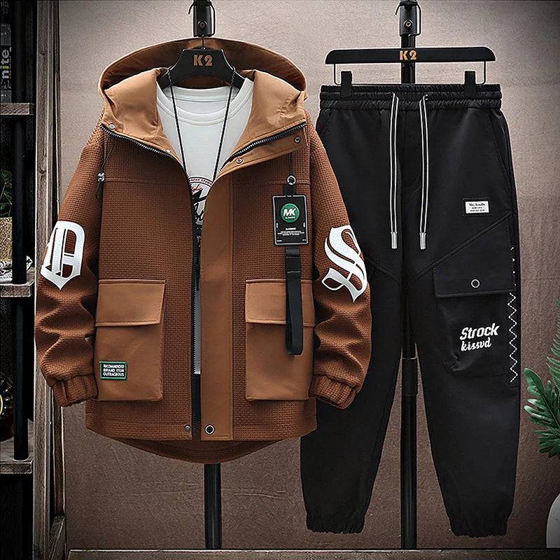 
                  
                    Autumn Men Tracksuit Casual Joggers Hooded Spring Sportswear Jackets Pants 2 Piece Sets Hip Hop Running Sports Suit
                  
                