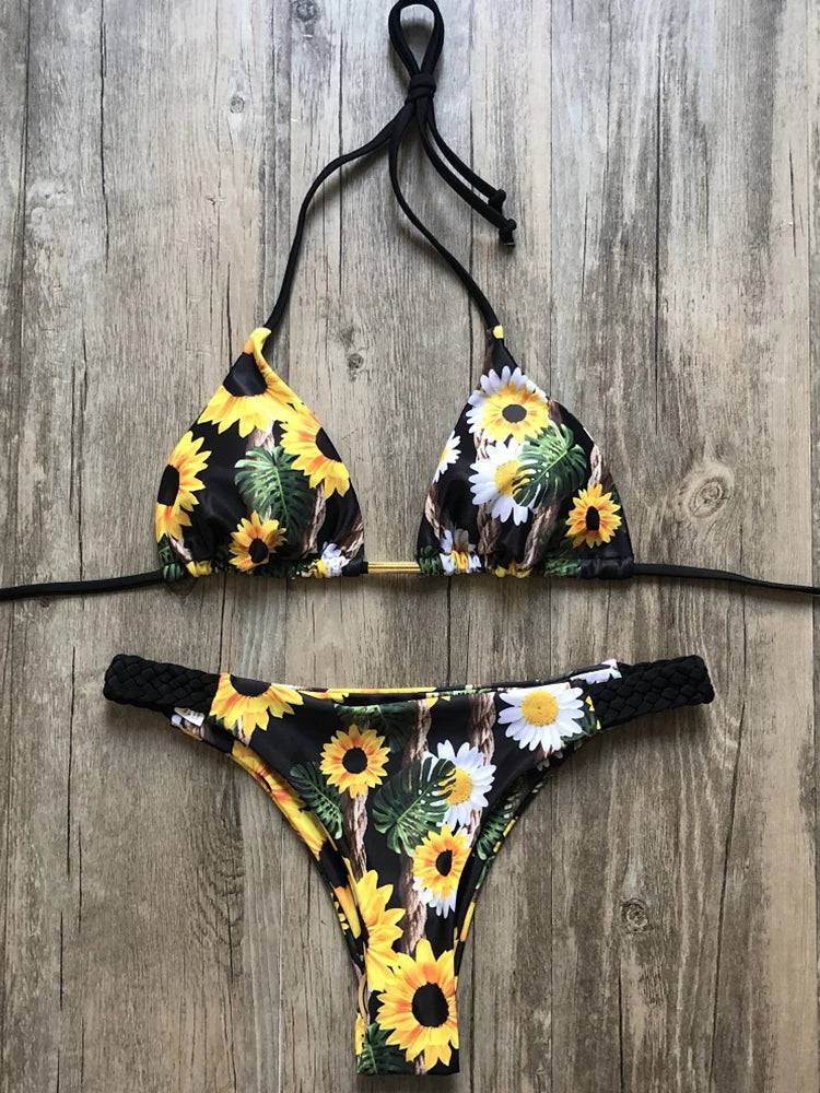 
                  
                    Sexy Floral Print Bikini 2023 Fashion Summer bathers Bathing Suit Bandage Swimsuit Women Halter Bikini Set Two-piece Suit New
                  
                