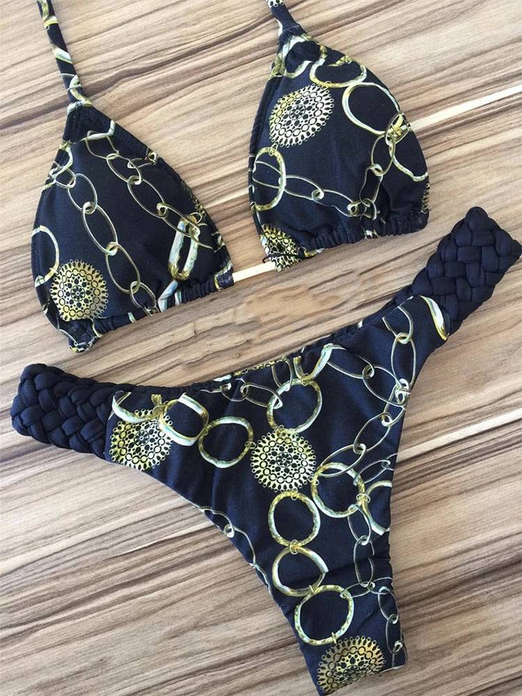 
                  
                    Sexy Floral Print Bikini 2023 Fashion Summer bathers Bathing Suit Bandage Swimsuit Women Halter Bikini Set Two-piece Suit New
                  
                