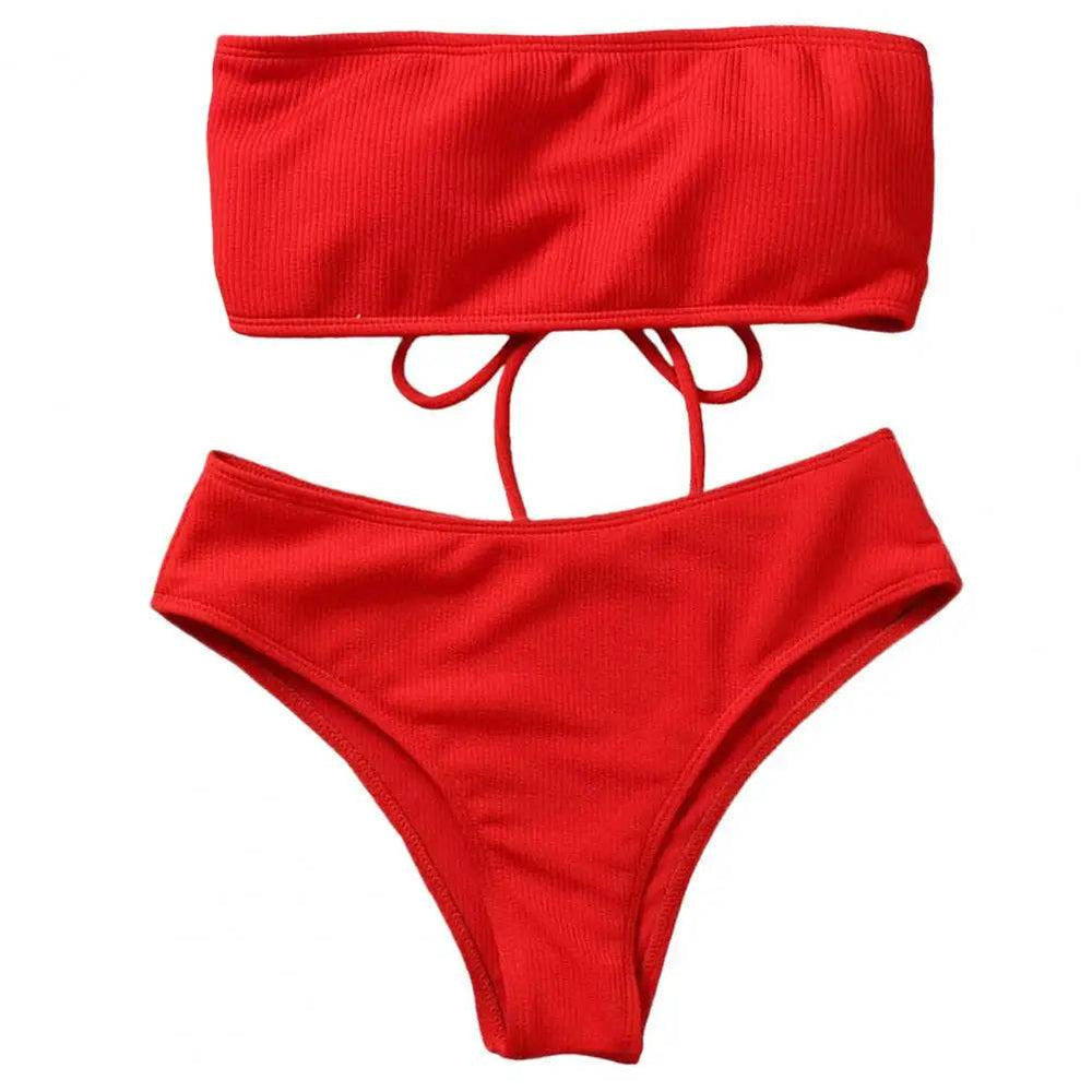 1 Set Soft Bathing Suit Wire-Free Bikini Set with Chest Pad Split Bikini Summer Women Bathing Suit  Swimming