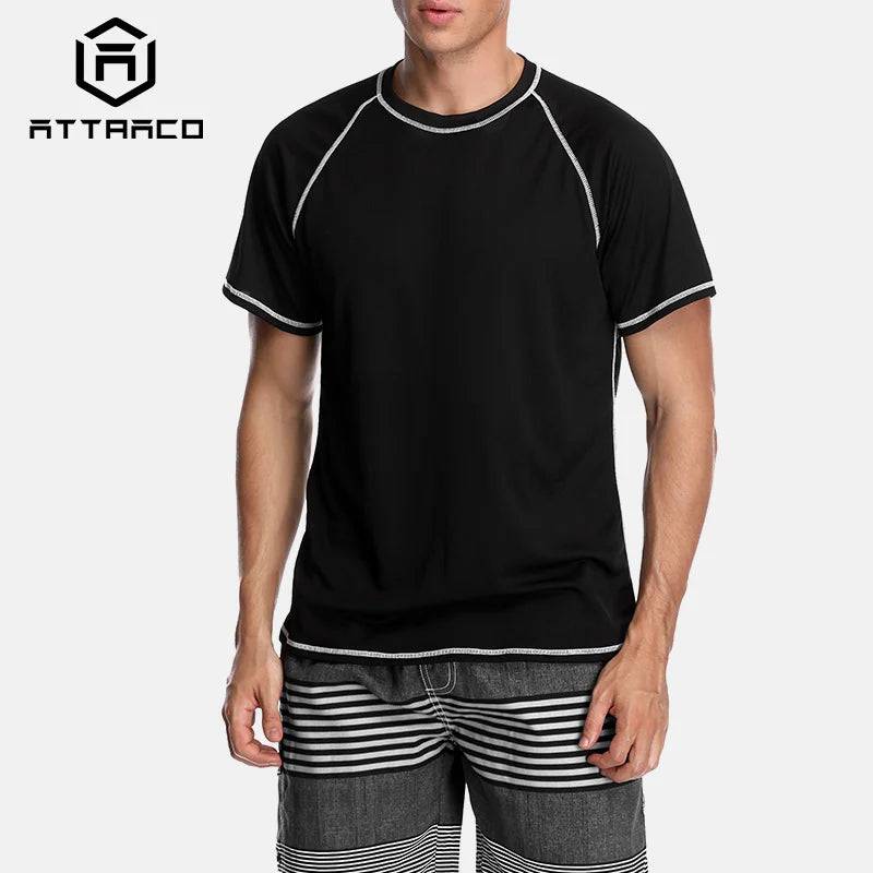 
                  
                    Attraco Men Rashguard Dry-Fit Short Shirt Men Diving Shirts Surf Rash Guards Top UPF 50+ Breathable Rashguard T-Shirt Beach Wear
                  
                