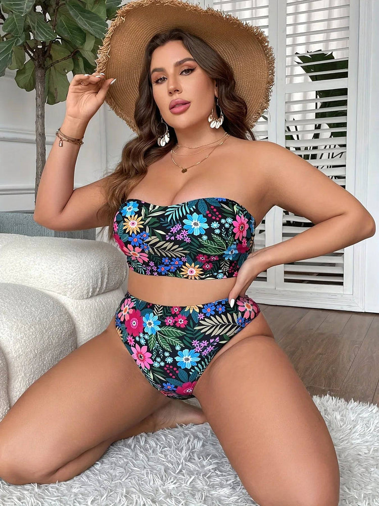 
                  
                    VigoJany 2024 Print Bandeau 2 Piece Plus Size Bikini Set Women Push Up High Waist Large Big Swimsuit Beach Chubby Bathing Suit
                  
                