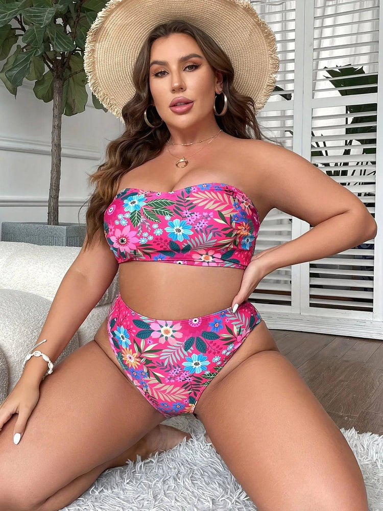 
                  
                    VigoJany 2024 Print Bandeau 2 Piece Plus Size Bikini Set Women Push Up High Waist Large Big Swimsuit Beach Chubby Bathing Suit
                  
                