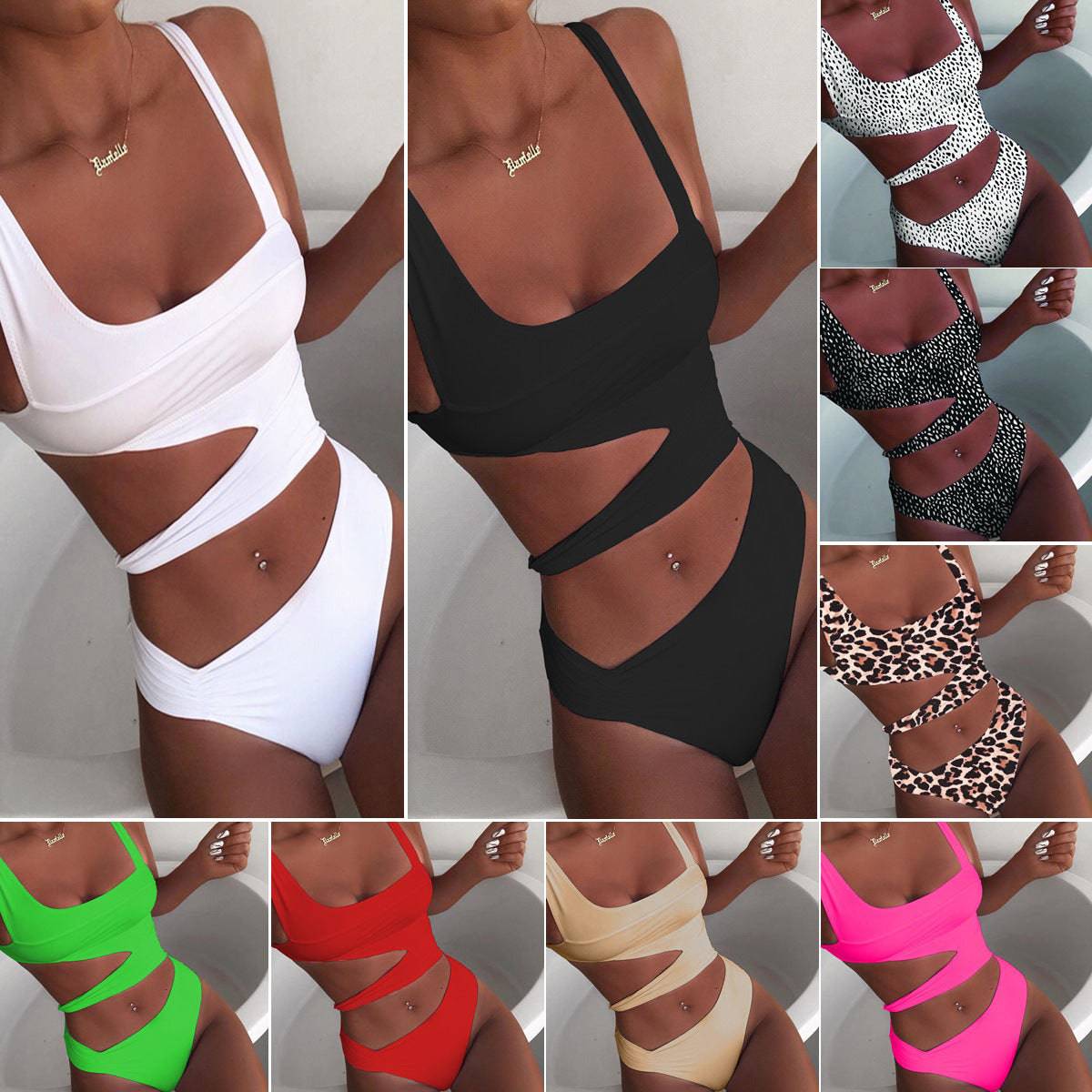 
                  
                    One-Piece Suits Sexy Bikini 2024 Solid Swimsuit Women Swimwear Push Up Bikini Sets Bathing Suit Summer Beach Wear Swimming Suits
                  
                