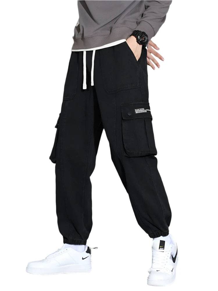 2023 Autumn New Men's Cargo Pants Multi-Pockets Streetwear Baggy Jogger Trousers