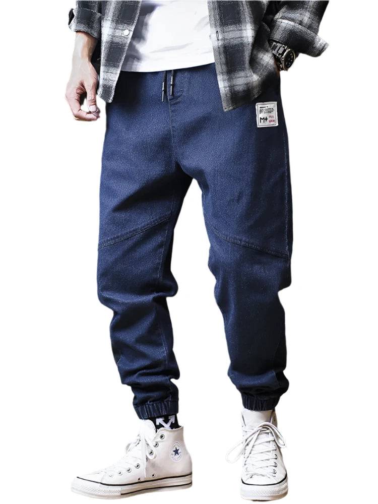 Plus Size Jeans Men Loose Joggers Streetwear Harem Jeans Cargo Pants Ankle-Length Denim Trousers