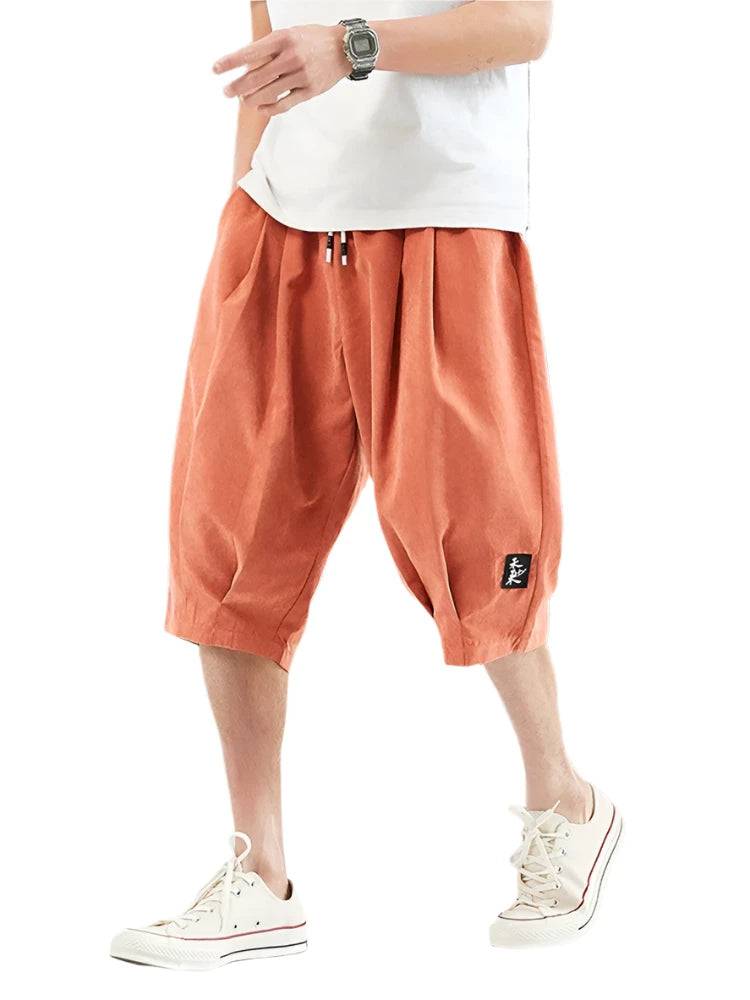 Plus Size Summer Harem Pants Men Short Joggers Chinese Style Calf-Length Casual Baggy Pants Male Capris Trousers 8XL