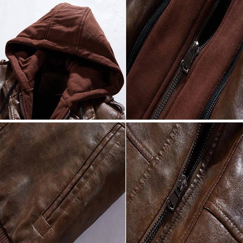 
                  
                    DIMUSI Autumn Winter Men's Leather Jackets Casual Mens Motorcycle PU Jacket Biker Leather Windbreaker Hooded Coats Clothing
                  
                