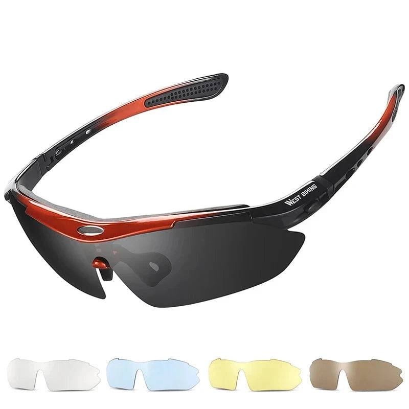 WEST BIKING Men Cycling Polarized Sunglasses UV 400 Sport Safety Glasses Trending Fishing MTB Eyewear With 5 Replaceable Lenses