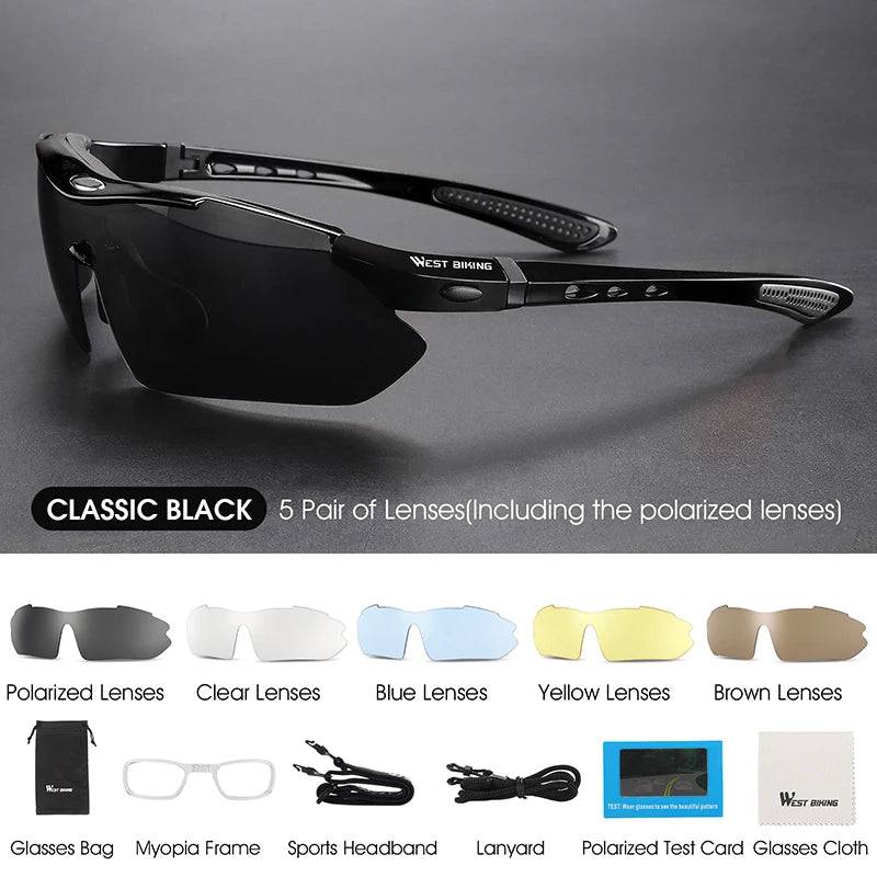 
                  
                    WEST BIKING Men Cycling Polarized Sunglasses UV 400 Sport Safety Glasses Trending Fishing MTB Eyewear With 5 Replaceable Lenses
                  
                