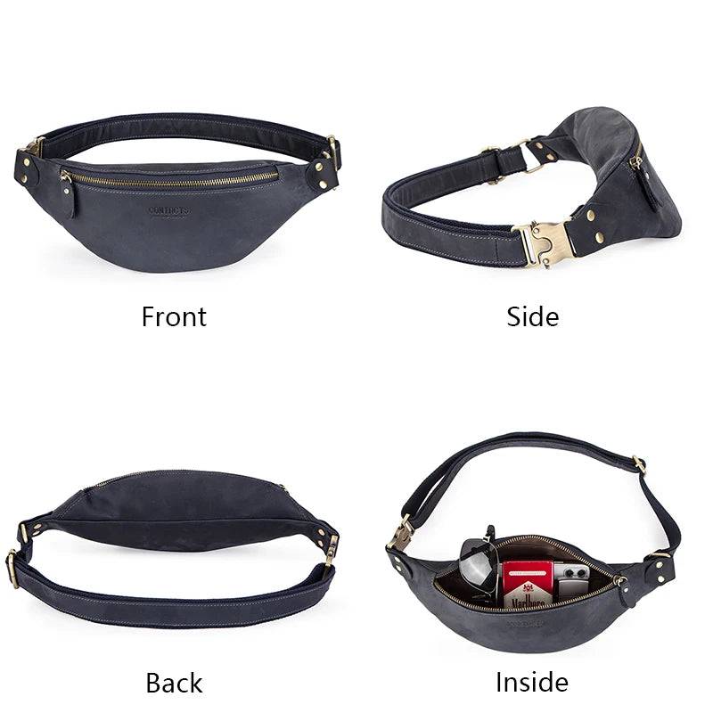 
                  
                    CONTACT'S 100% Crazy Horse Leather Waist Packs Travel Fanny Pack For Men Leather Waist Bag Male Belt Bag Multifunction Chest Bag
                  
                