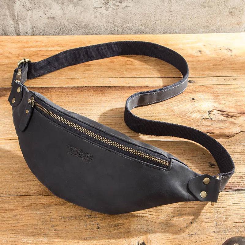 
                  
                    CONTACT'S 100% Crazy Horse Leather Waist Packs Travel Fanny Pack For Men Leather Waist Bag Male Belt Bag Multifunction Chest Bag
                  
                