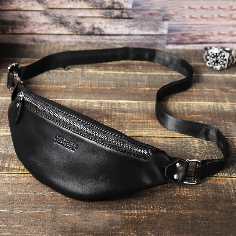 
                  
                    CONTACT'S 100% Crazy Horse Leather Waist Packs Travel Fanny Pack For Men Leather Waist Bag Male Belt Bag Multifunction Chest Bag
                  
                