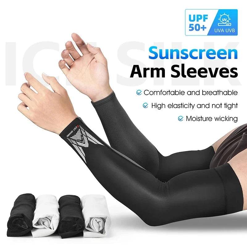 WEST BIKING Ice Silk Cycling Arm Sleeves Anti-UV Cool Breathable Men Women Sport Arm Cover Fishing Running Fitness Arm Protector