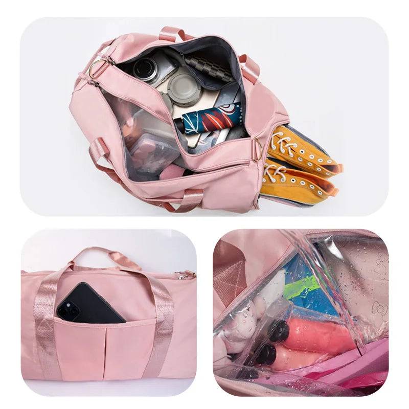 
                  
                    Women Sports Gym Bag Travel Dry Wet Bag Men Handbag Multifunction Swimming Shoulderbag Black Pink
                  
                