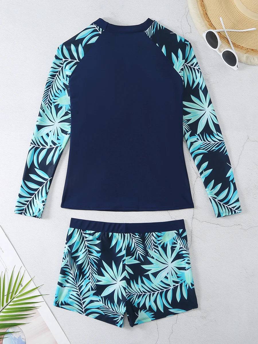 
                  
                    2024 Long Sleeve Surfing Swimsuit Print Swimwear Women Two Pieces Diving Clothes Beachwear Bathing Swimming Swim Suit
                  
                