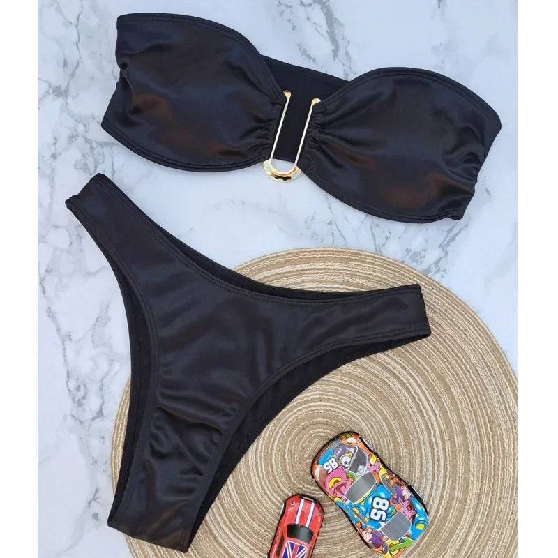 
                  
                    2024 New Bandeau Bikini Set Off Shoulder Two-piece Swimwear Bathing Suit Strapless Women's Swimsuit Biquini
                  
                