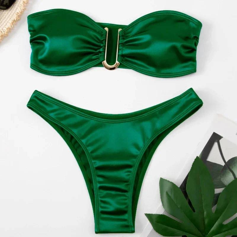 
                  
                    2024 New Bandeau Bikini Set Off Shoulder Two-piece Swimwear Bathing Suit Strapless Women's Swimsuit Biquini
                  
                